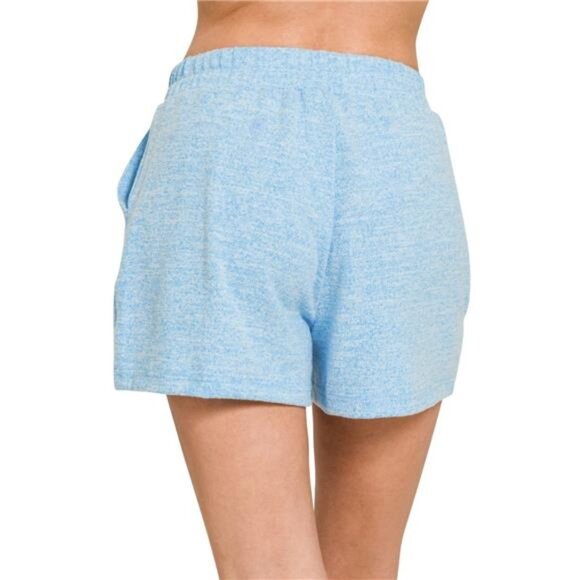Zenana Soft Melange Hacci Elastic Waist Band Shorts‎ - Picture 4 of 4